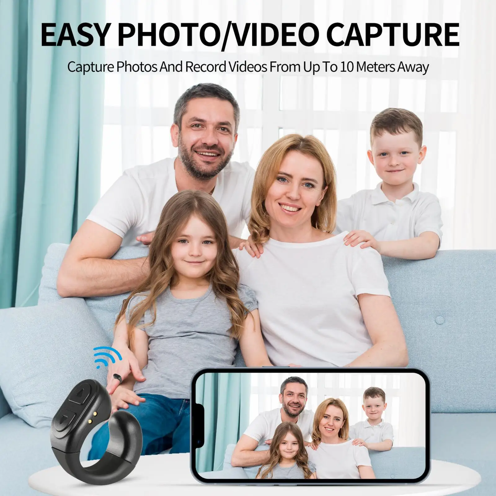 Multi-functional Bluetooth Fingertip Air Mouse Ring TikTok Scrolling Kindle Page Turner Shutter Controller Phone/iPad Holder