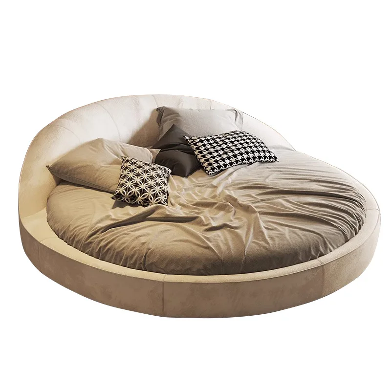 

Customizable Large Round Bed, Romantic Fabric Bedroom Double
