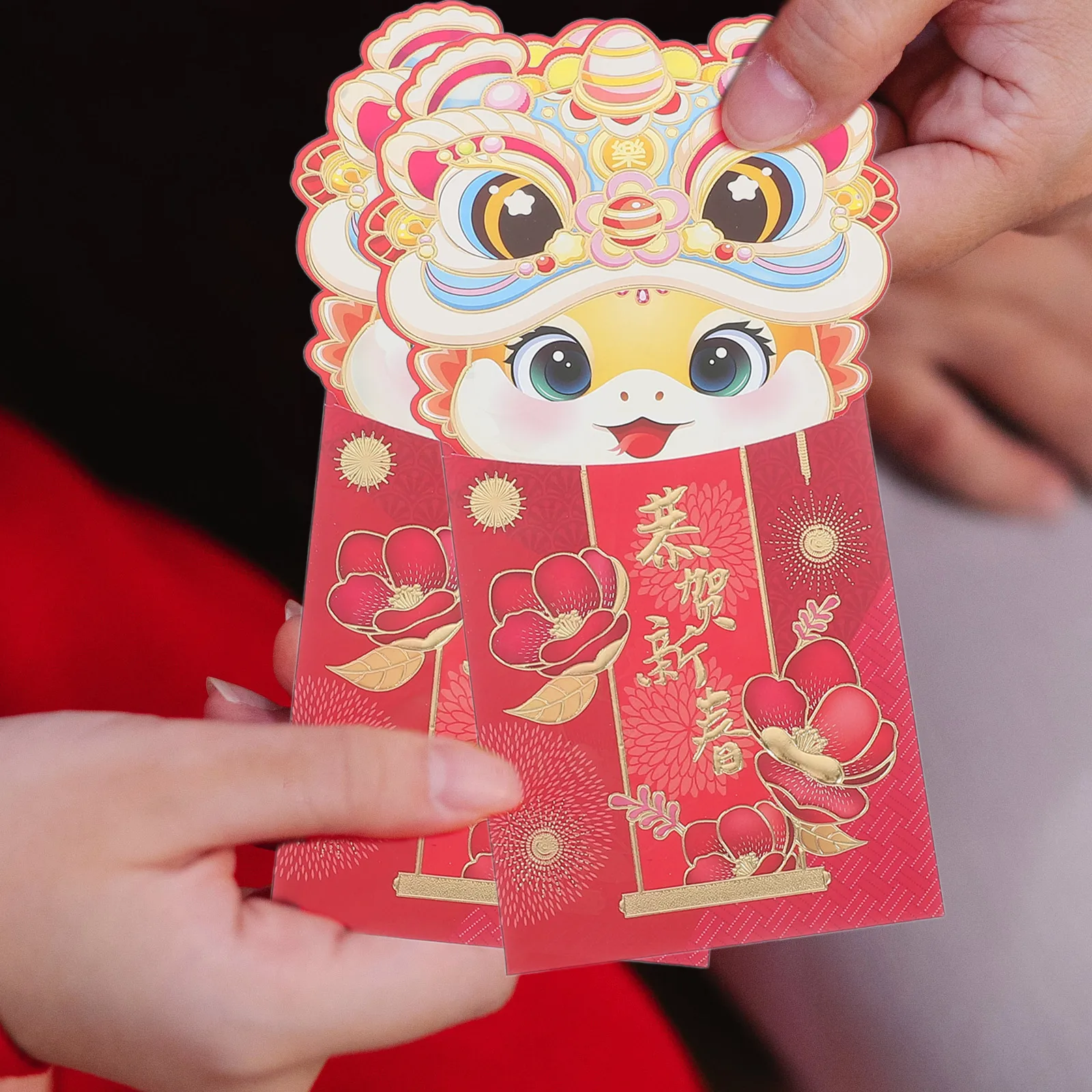 

6 Pcs Cartoon Red Envelope Bags Unique Designs Chinese New Year Wedding Birthday Money Envelopes Vibrant Colors Hong Bao Packets