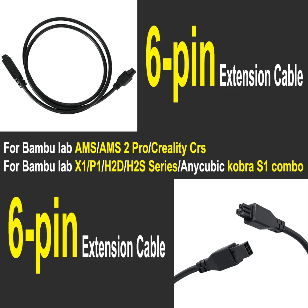 

New Extension Cable For Bambu Lab AMS/AMS 2 Pro/Creality CFS X1/P1/H2D/H2S Series/ kobra s1 combo 1-1.5M 6-pin Extension Cable