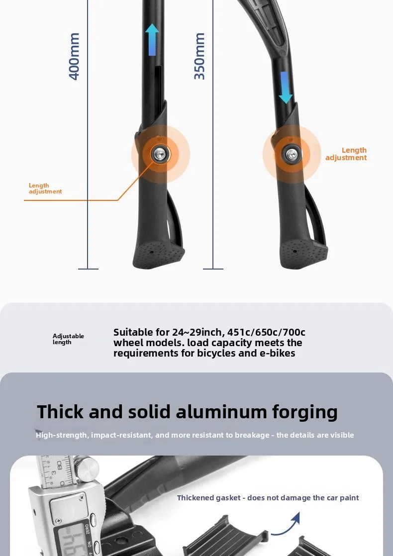 24-29 Zoll verstellbarer Fahrradständer aus Aluminiumlegierung MTB/Faltrad/Schnee/Elektrofahrzeug Fahrradseite Fußstütze Rackunterstützung – Detail 9