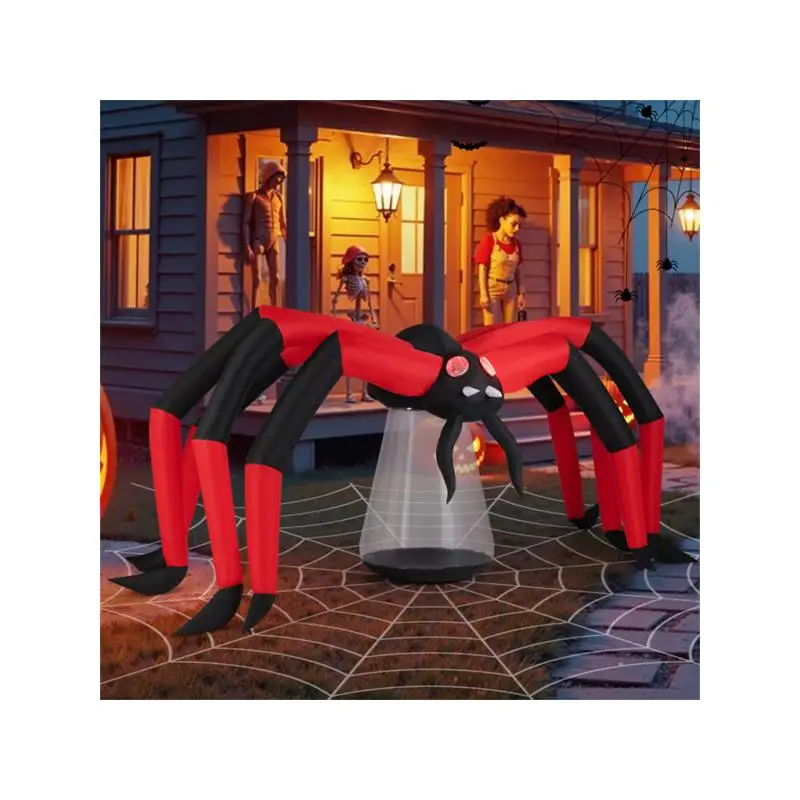 

Гигантский надувной паук шириной 10 футов и высотой 5 футов со светодиодной подсветкой и 2 красными лампами для глаз, черный и красный