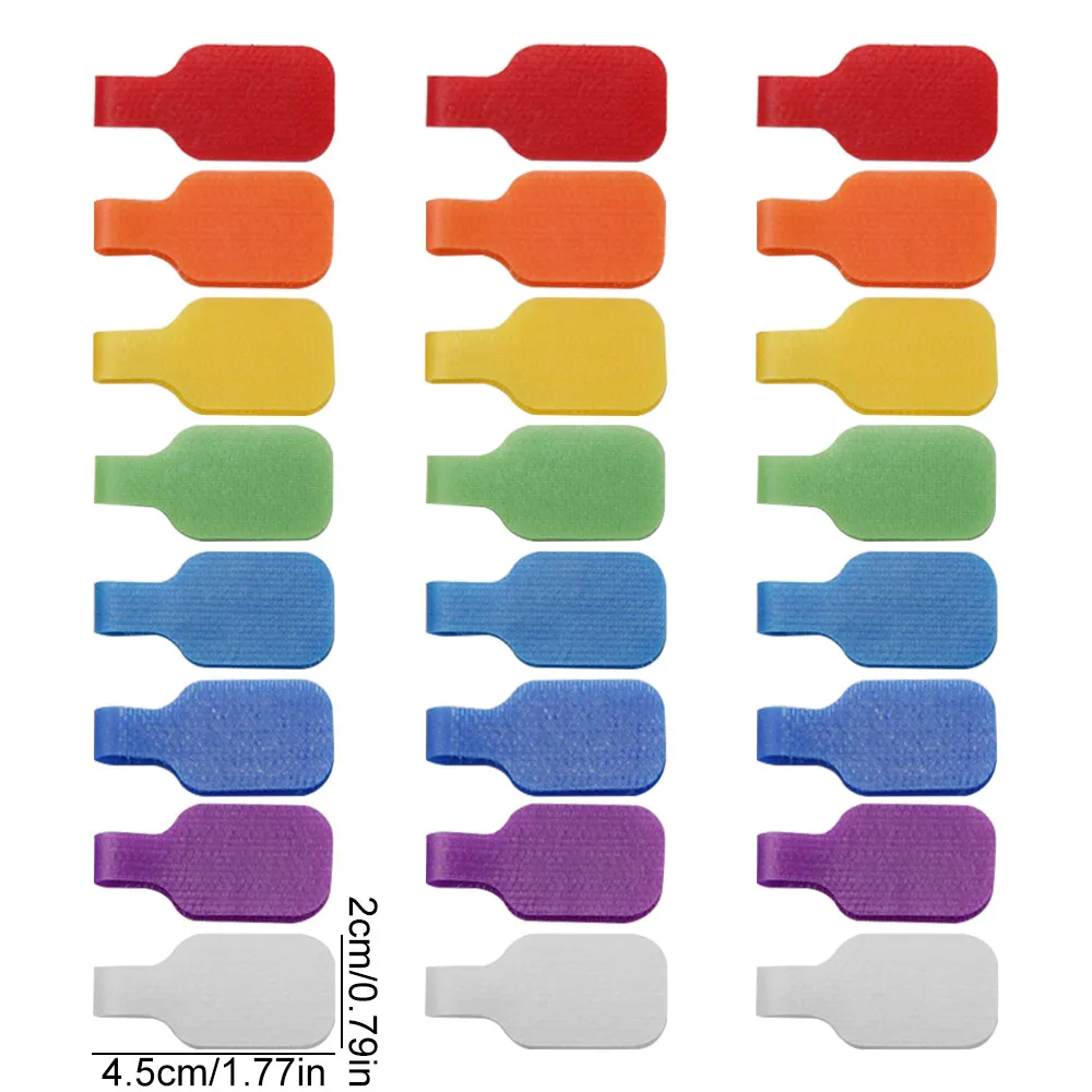24pcs Waterproof Self Adhesive Cable Labels Nylon Reusable Desktop Cable Organizer Durable Removable Wire Cord Tags