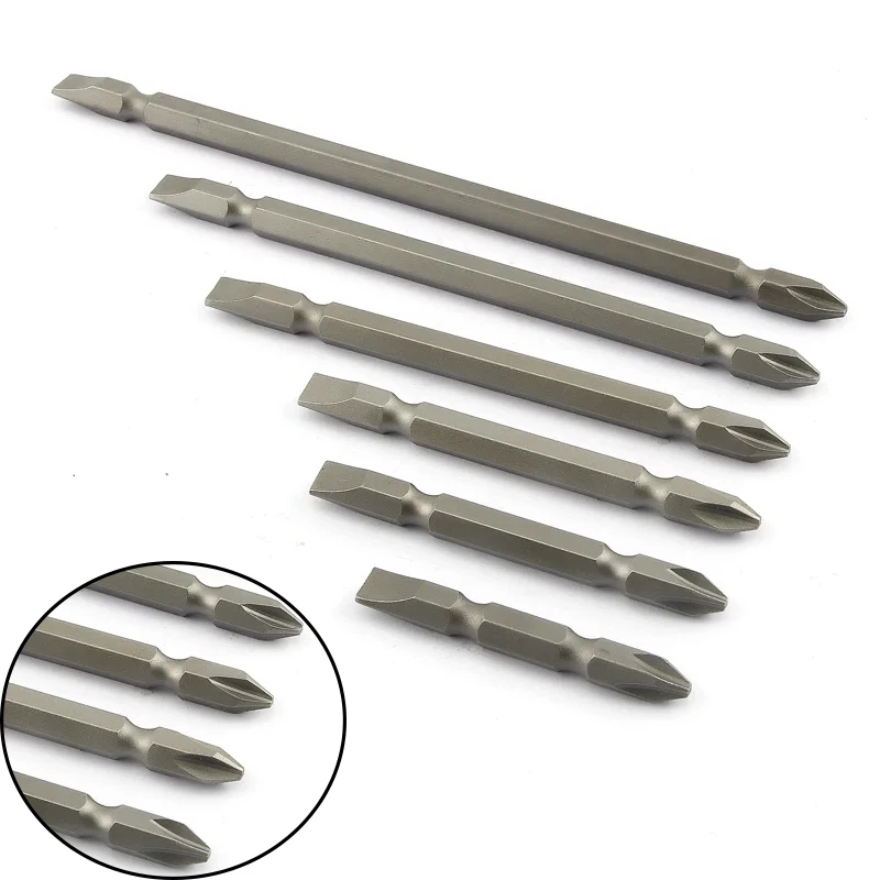 

6Pcs 50 65 75 100 120 150mm Double Head Philips Cross and Flat Slotted Screwdriver Magnetic Bits Set PH2xSL7