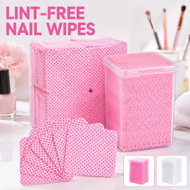 200 Pcs Lint-Free Nail Wipes for Eyelash Extension, Non-Woven Nail Polish Removal Wipes, Disposable Cleaning Towels, Gel Nail