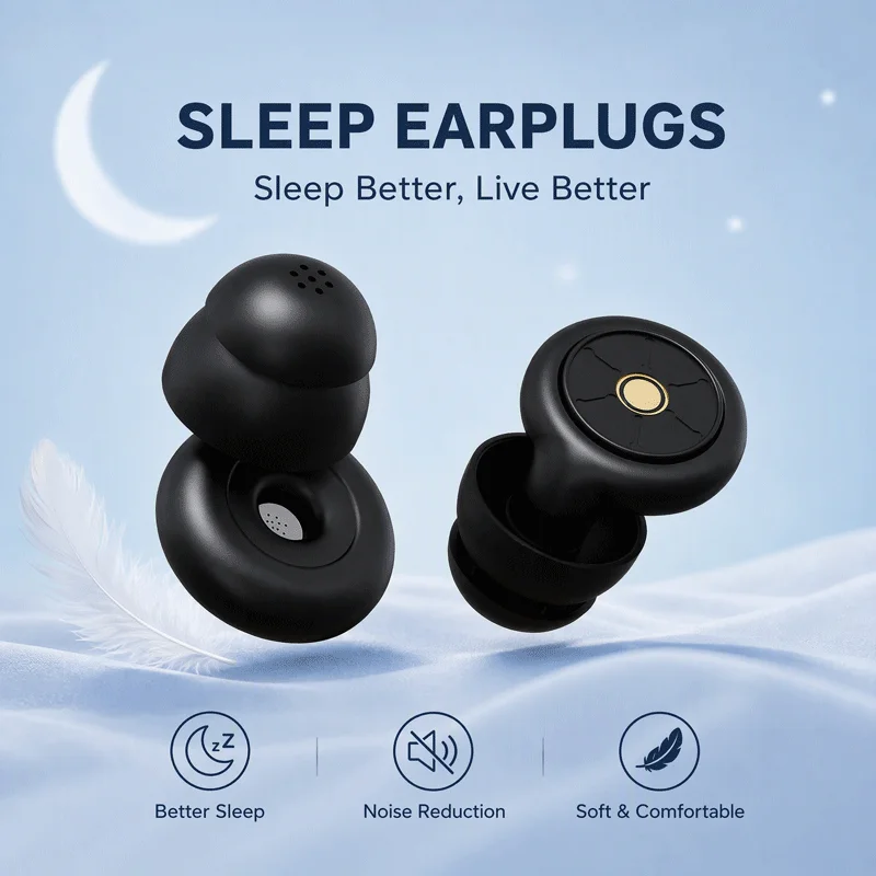 Noise Cancelling 2Sleeping Ear Plugs, Reusable Strong Sound Insulation Ear Caps, Multiple Sizes Earplugs for Sleep