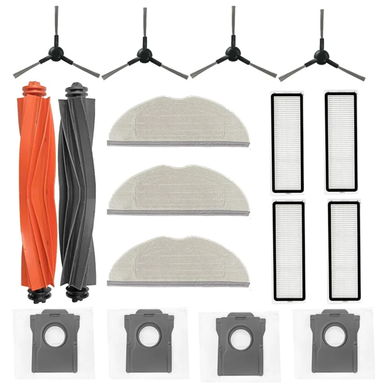 A98I-For Mova S20 Ultra طقم استبدال المكنسة الكهربائية-فرشاة رئيسية فرشاة جانبية فلتر Hepa ممسحة وسادة كيس لجميع الغبار ملحقات أجزاء #2