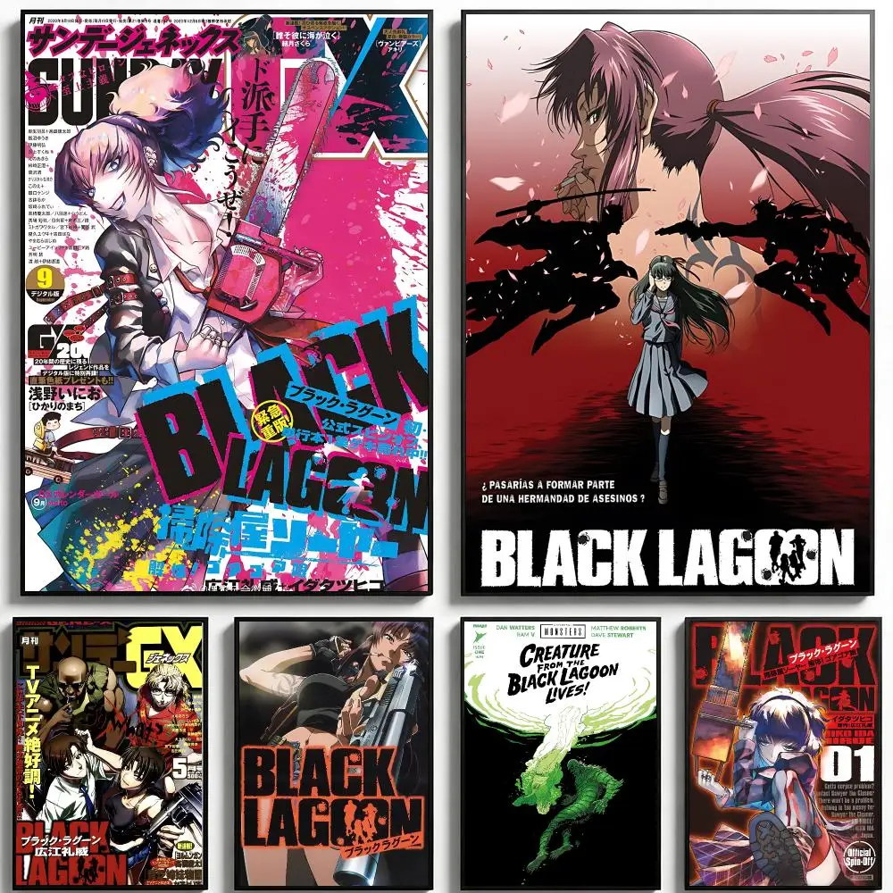 anime Black Lagoon Poster Poster HD Printing Boho Aesthetic Style Wall Art Home Decor For Living Room Bedroom Gift