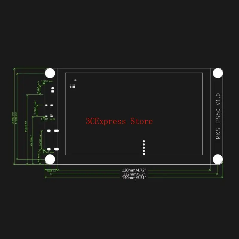 MKS IPS50 5INCH TFT شاشة عرض شاشة USB TYPE C PRINTER PRINTERS LCD شاشة 800X480 DC12-24V منفذ تزويد الطاقة