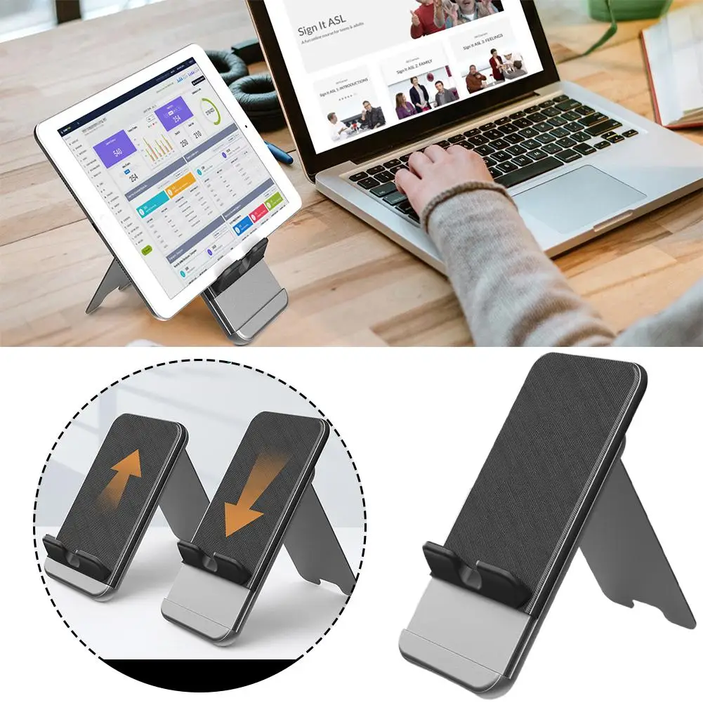 Foldable Mobile Phone Tablet Holder, Desktop Mobile Phone Holder Height Adjustable, Compatible, Suitable For Office Study B2X8