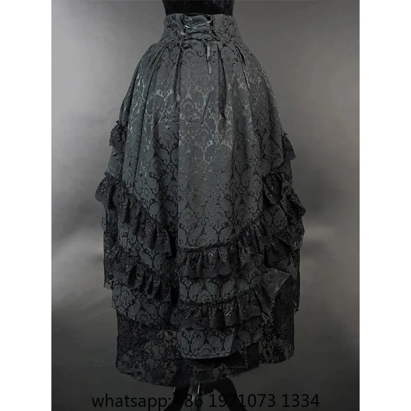Women Harajuku Black Printing Skirts Lace Patchwork Vintage Gothic Streetwear Lace Patchwork Jupe Y2k Aesthetic Grunge Faldas