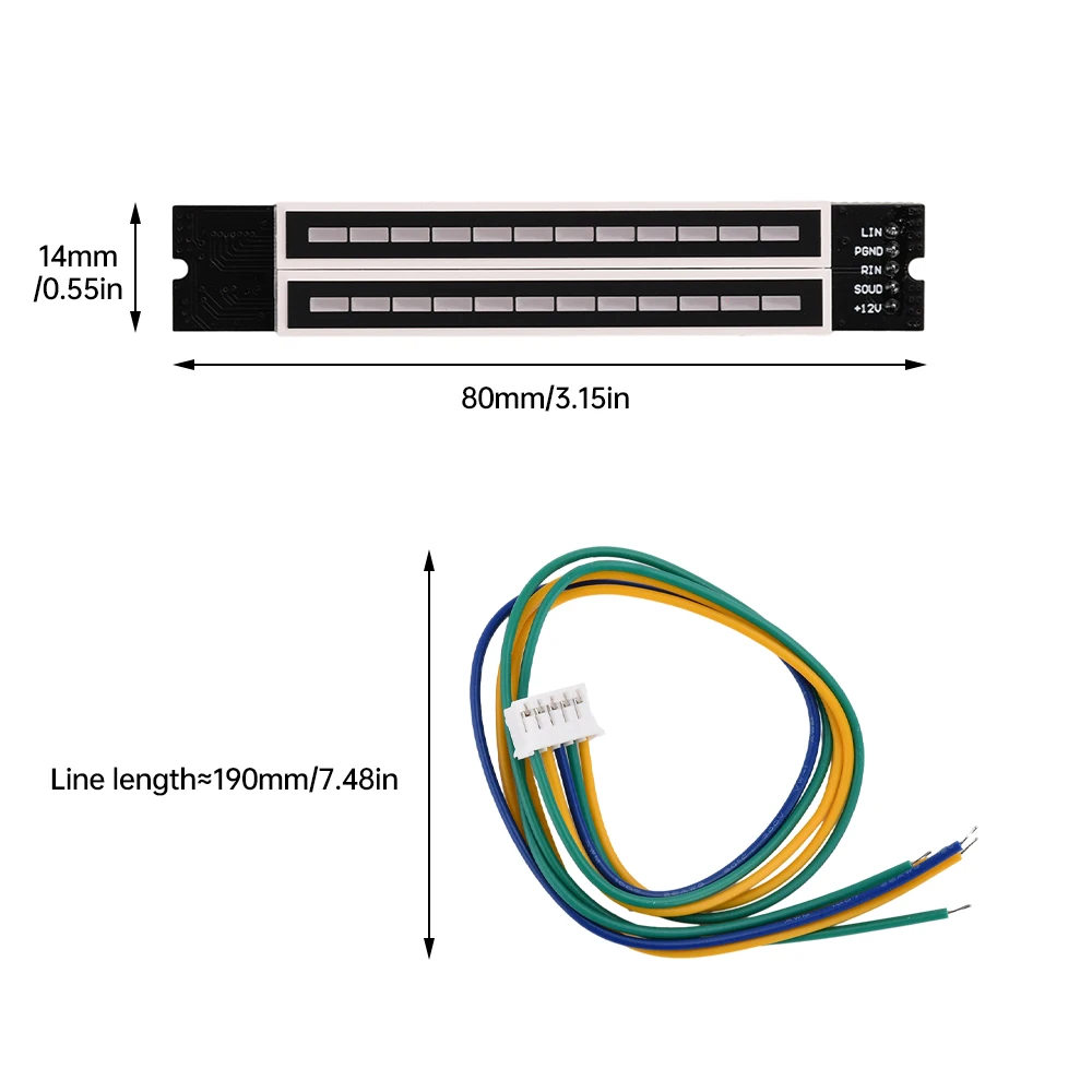Mini Doppel Dual 12-bit LED Musik Ebene Anzeige Modul Einstellbar Licht Geschwindigkeit VU Meter Stereo Verstärker Bord mit AGC Modus – Detail 7