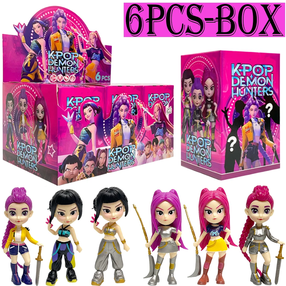 6pcs Kpop Demon Hunters blind box Figure Toy Cartoon Rumi/Mira/Zoey Action Figure PVC Model Desktop Decoration Doll Fans Gift
