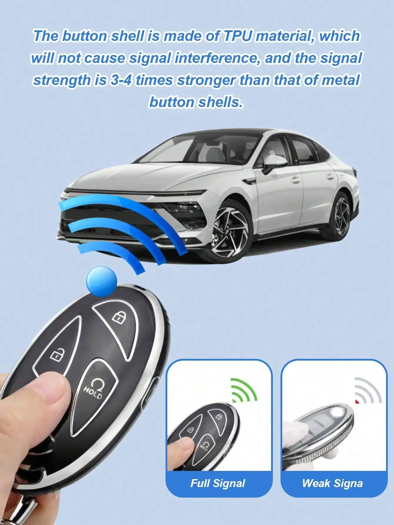 1Pcs Black TPU Key Fob Protective Case For Ioniq 6 And 2024 Sonata - Premium Metal Frame Protection, Soft Protection, Fits 5 But