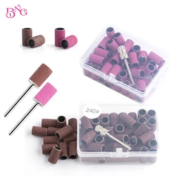 50Pcs/box Nail Sanding Bands with Metal Shaft Set Nail Drill Bits For Nail Polish Gel Dead Skin Callus Remove Sand Bands Cutter