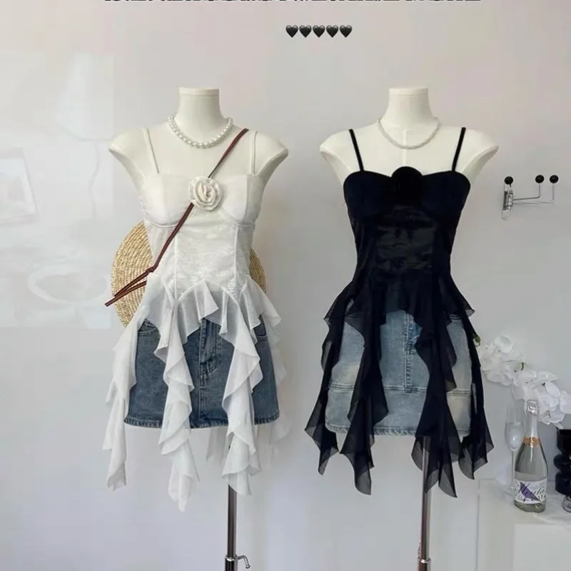 Asymmetric Lace Trim Camisole with Built-in Bra Unique Backless Bralette Top for Schoolgirl Edgy Yet Elegant Layering Piece
