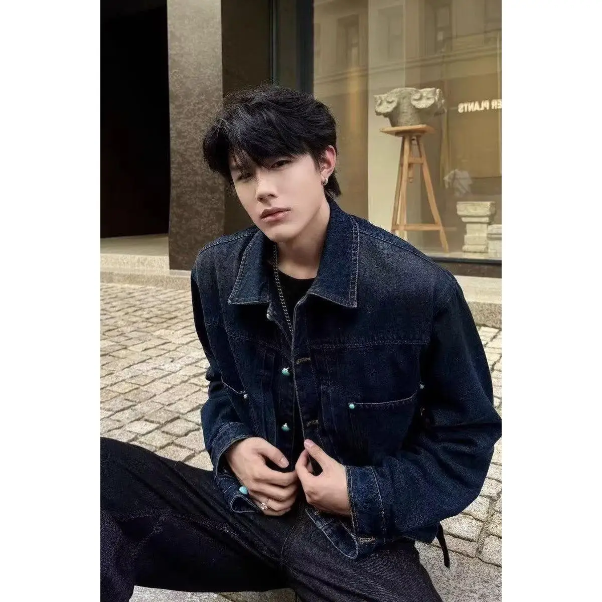 ربيع الخريف فضفاض الرجال Jaet الهيب هوب الشارع Sle Harajuku النسخة الكورية Faionable ملابس خارجية الوقوف صالح طويل Sve