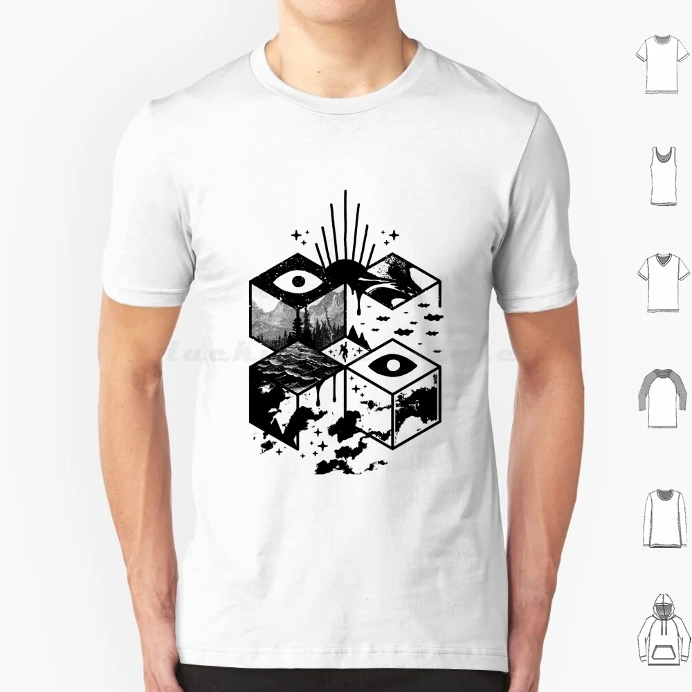 Dimensional Disruption T Shirt 6Xl Cotton Cool Tee Dimensions Geometric Illustrative Black And White Eyes Shapes Dream