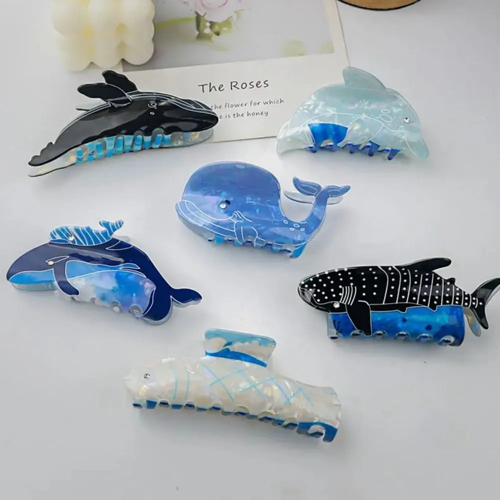 Whale Animal Hair Claw Cute Blue Sea Creature Fish Dolphin Hair Clip Women Headwear Cartoon Female