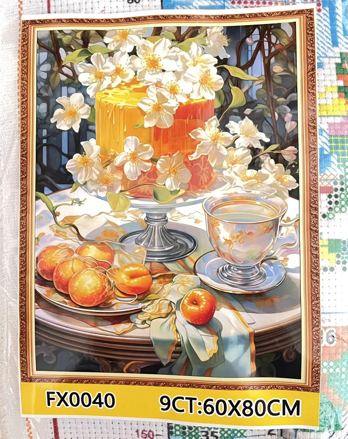 9ct 60x80cm Cake Tea Embroidery DIY Chinese Style Printed Kits Cross Stitch Thread Needlework Set Home Decor Crafts New