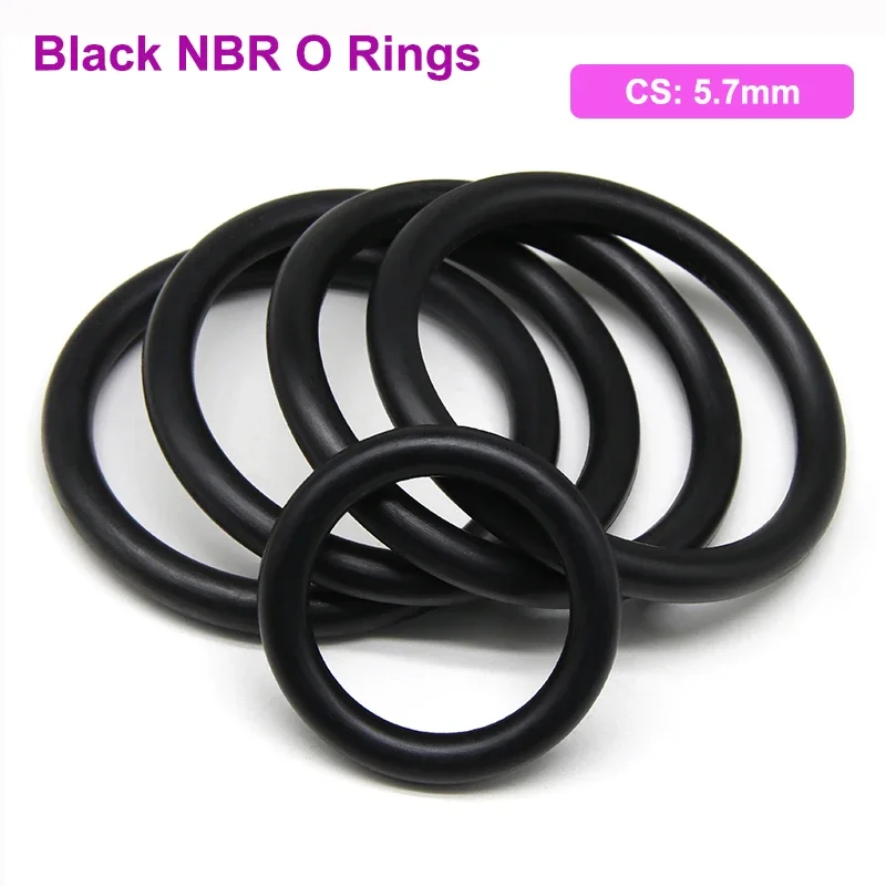 

5/10Pcs Black NBR O Ring Seal Gasket Thickness CS 5.7mm OD 30~300mm Round Nitrile Butadiene Rubber Spacer Oil Resistance Washer