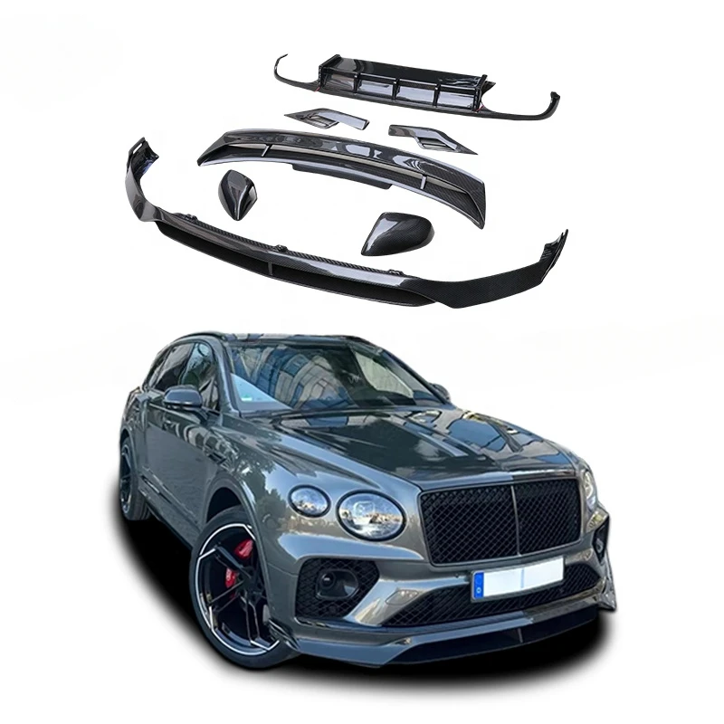 Car Styling Larte Bodykit For Bentley Bentayga 2020-24 Model Front Lip Rear Diffuser Roof Wing Mirror Cover Dry Carbon Body Kit