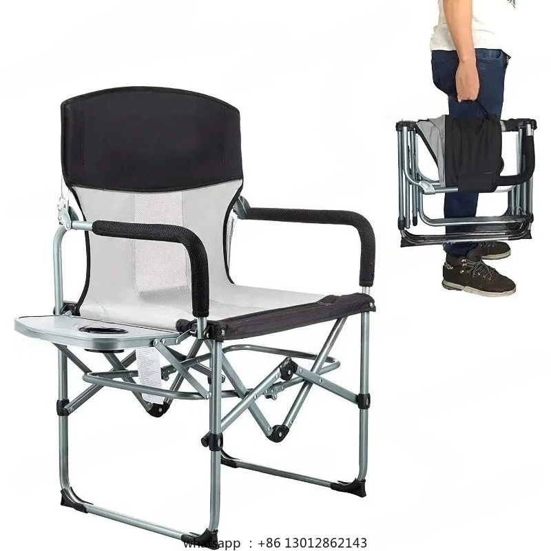 

Folding Camping Chair, Heavy Duty Portable Directors Chairs for Adult with Side Table Mesh Back Compact Style for Outdoor