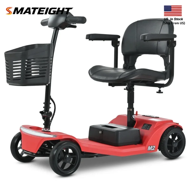 

4 Wheel Electric Mobility Scooter for Seniors, 250W Motor, 15-20 Miles Range, 22.5Ah Detachable Battery, LED Lights, USB Port