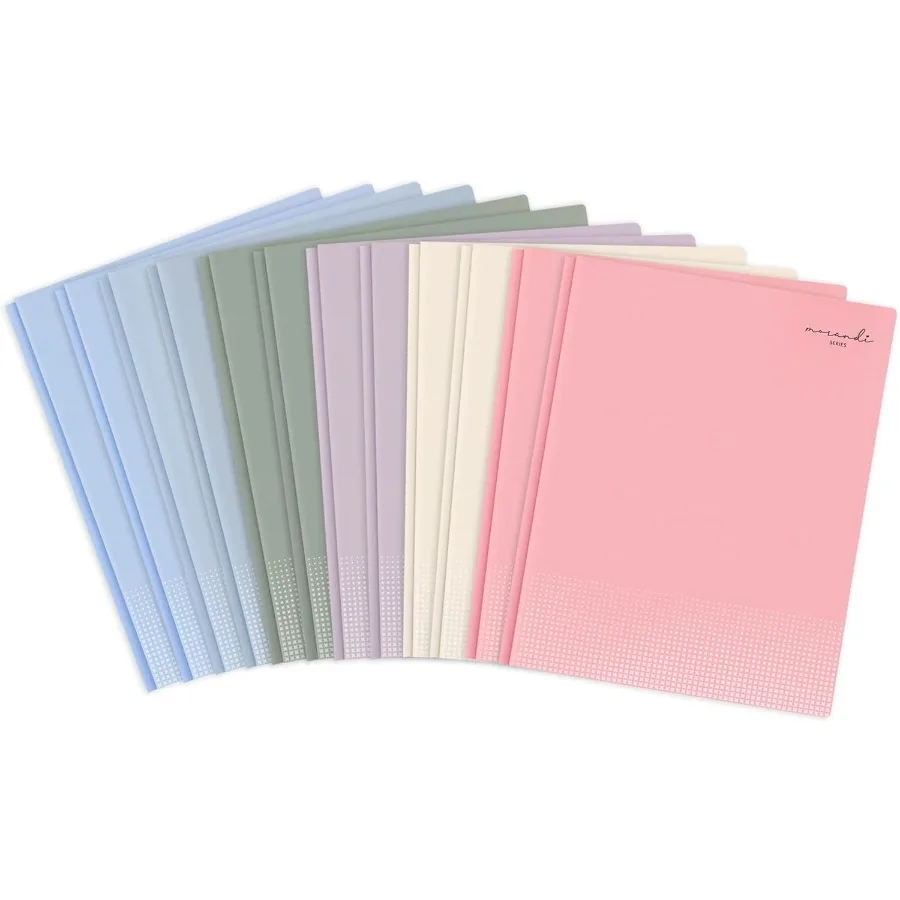 

Plastic 2 Pot Folders with Prongs Letter Size Pastel Colors 12 Pack