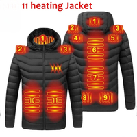 2025 New Men's Winter Parka Warm USB Heating Jackets Smart Thermostat Pure Color Hooded Heated Clothing Male Warm padded jacket
