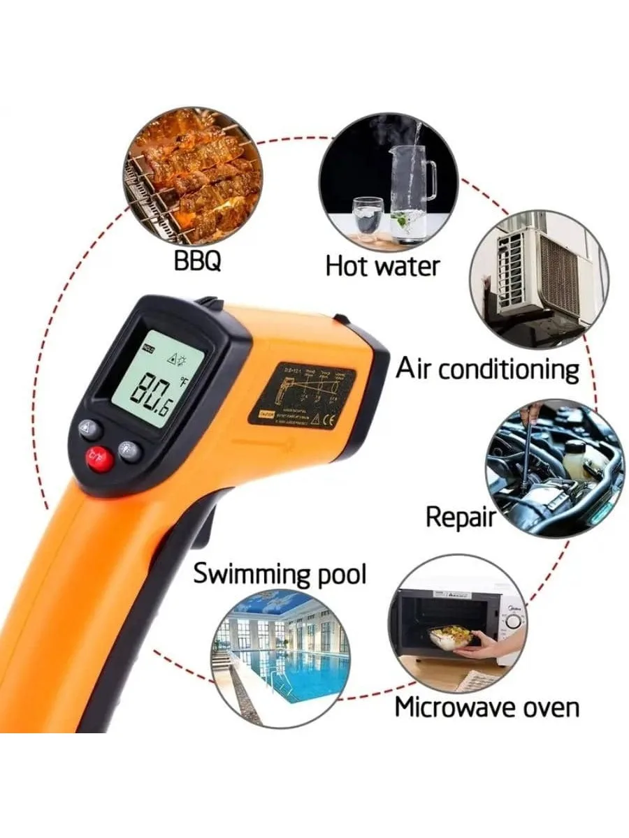 GM320 Non-Contact Digital Laser Grip Infrared Thermometer Temperature -58F-716F(-50C-380C), Digital Instant Read Meat Thermomete