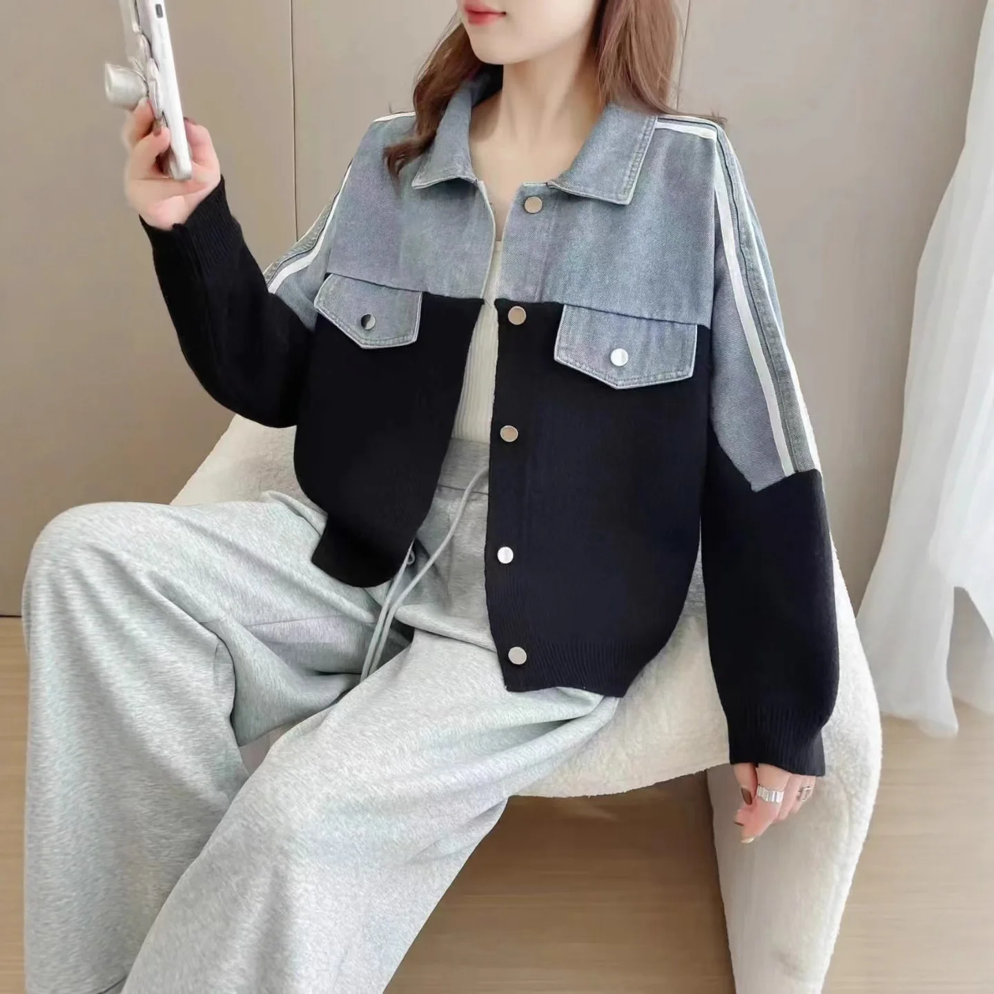 

Cowboy Sweater Jacket for Women in 2025, Versatile, Lazy, Trendy, Fashionable, Knitted Sweater, Cardigan Jacket for Women