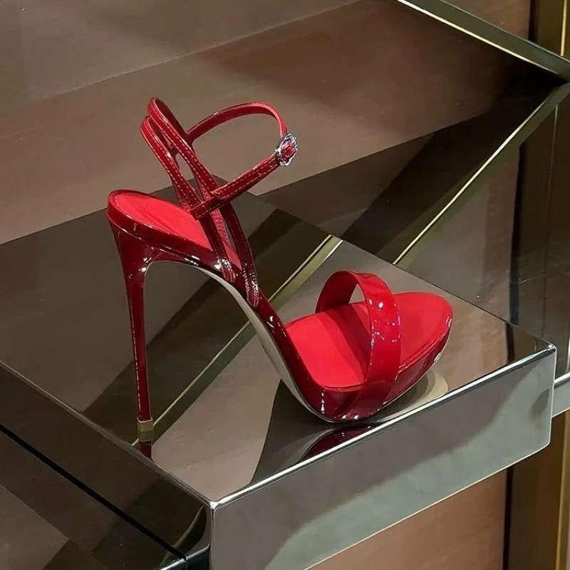 Ladies High-heeled Sandals 2026 Summer Fashion Elegant Toe Pointed High-heeled Pu Buckle with High-heeled Sandals Plus Size image 5