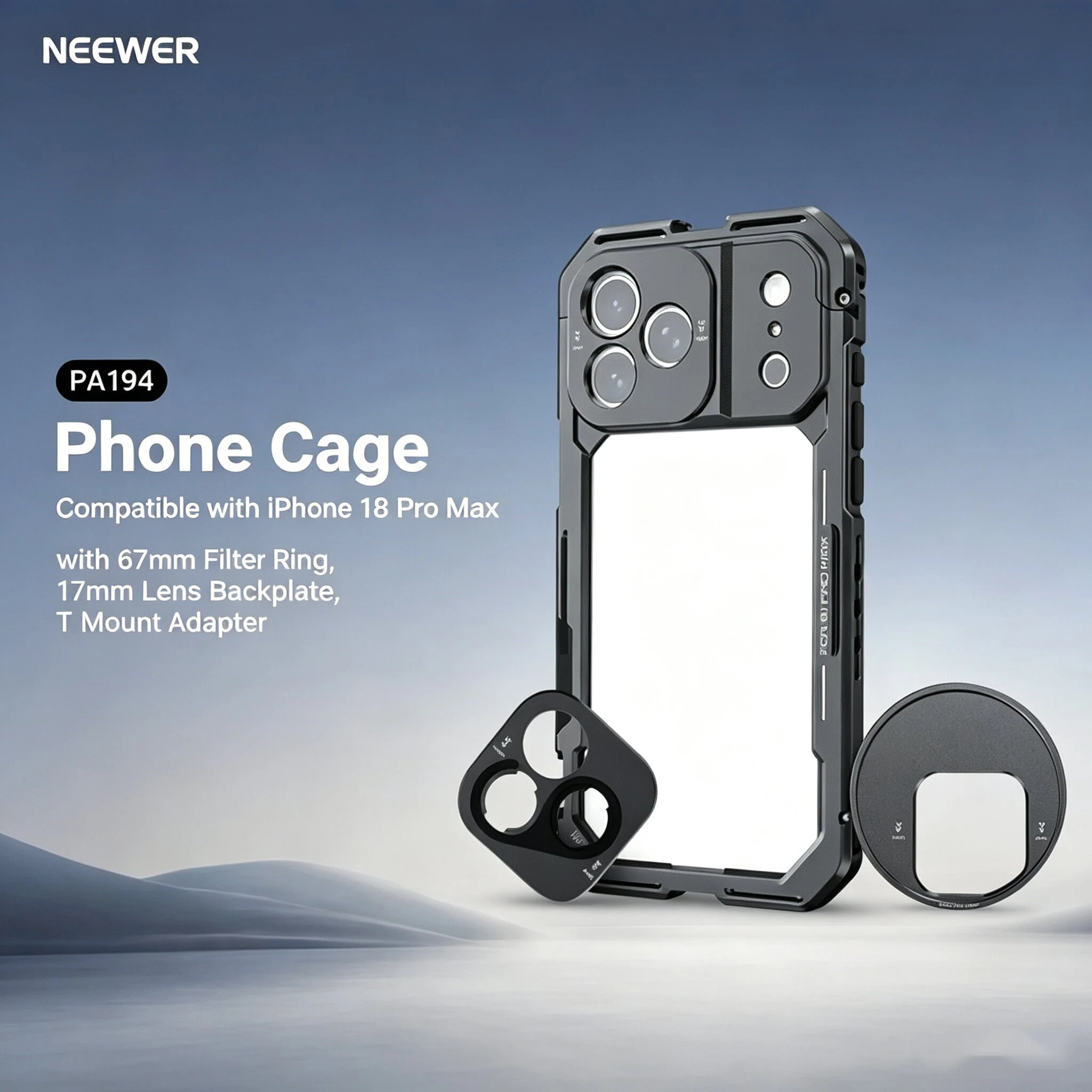 NEEWER Smartphone Video Rig Phone Cage for iPhone 18 Pro/Pro Max, for Video Recording,Mobile Photography,Vlogging-PA193/PA194