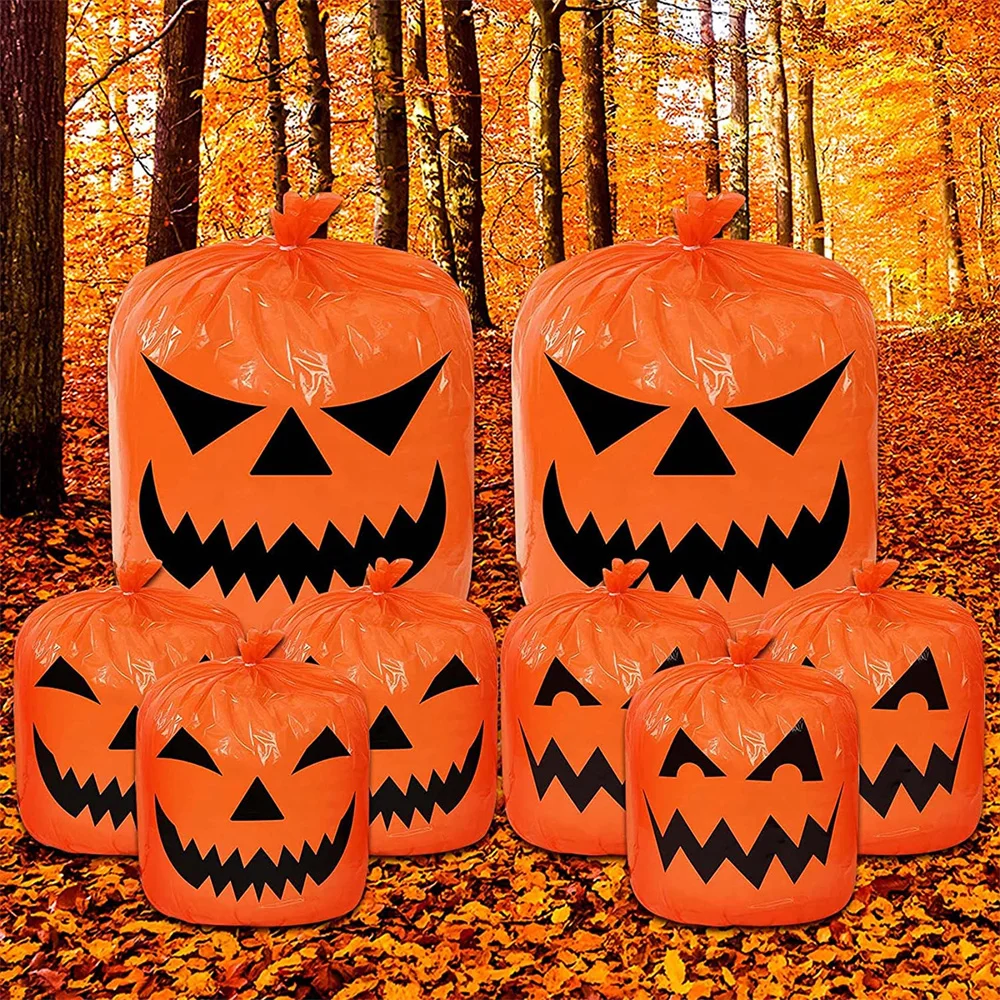 1/2pcs Halloween Pumpkin Plastic Garbage Leaf Bag Home Outdoor Garden Yard Decoration Lawn Bag Halloween Party Props