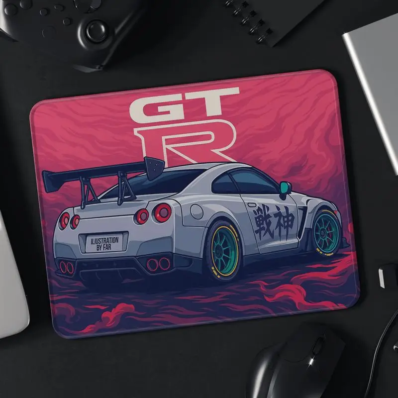 VIKAMA JDM Modified Race Car Mousepad GTR Print Non Slip Desk Mat Laptop Gaming Office Decor For Teen Boys Auto Fans