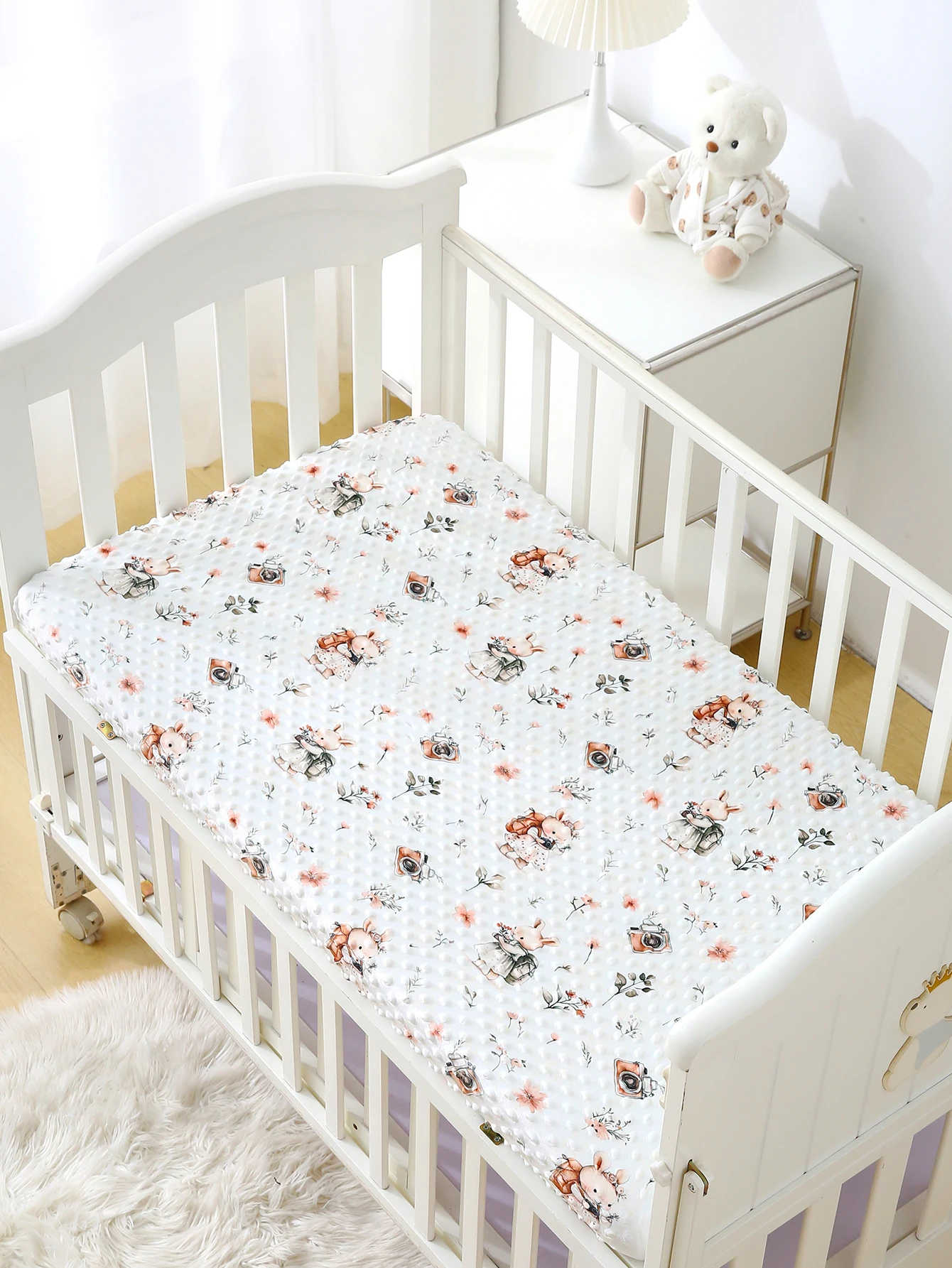 1PC Kids Crib Velvet Fitted Sheet, Mattress Cover Sheet Fits for Standard Baby bed 120*60cm/47.24x23.62x5in