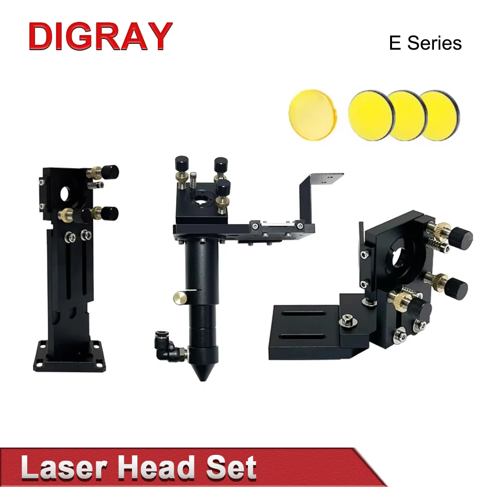 

DIGRAY E Series Black CO2 Laser Head Set 1Pcs Focusing Lens 3pcs Silicon/Molybdenum Mirrors for Engraving Machine Parts