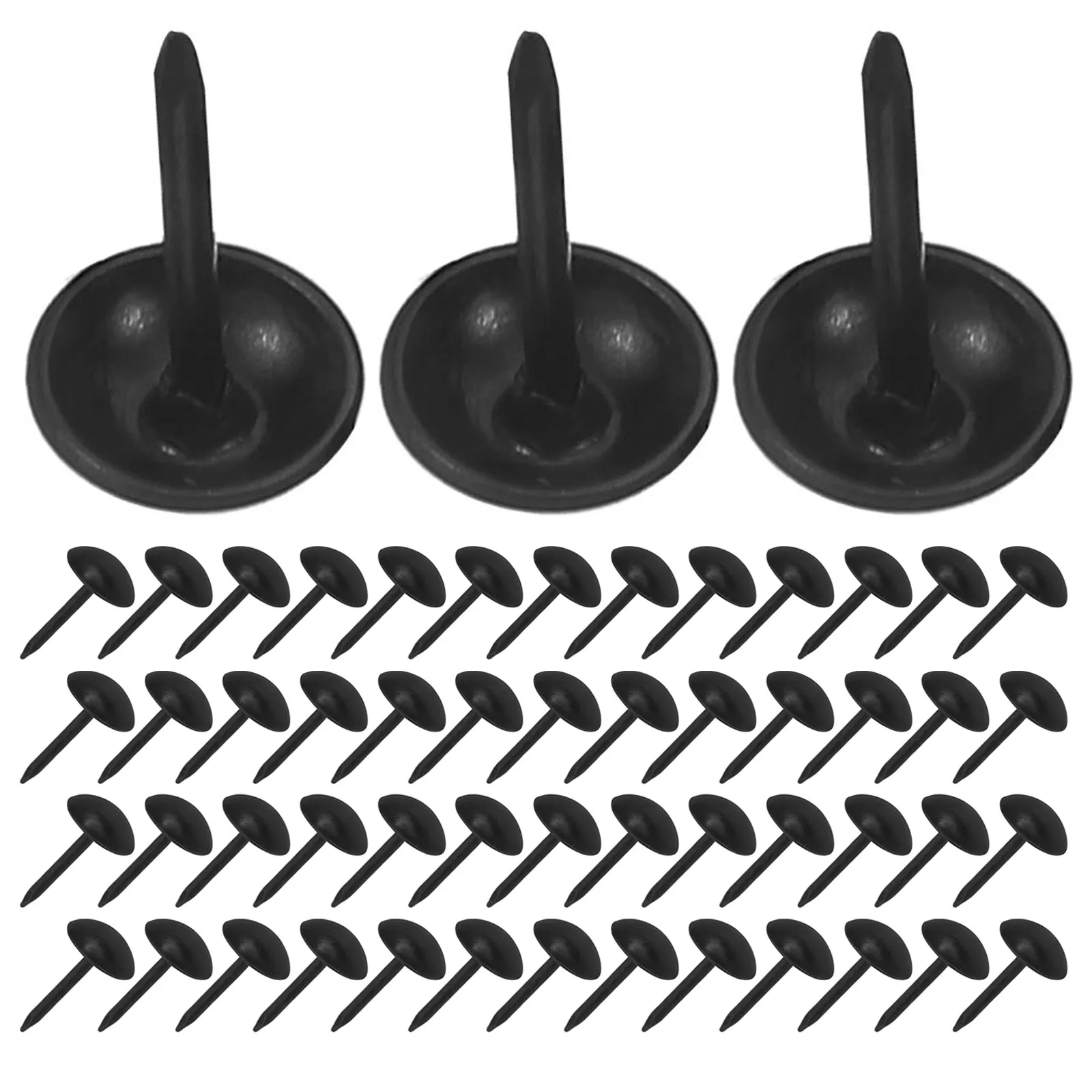 300Pcs Decorative Thumb Tacks 7x13mm Vintage Upholstery Nails Black Metal for Sofa Fabric Cabinet Door Farmhouse Furniture DIY