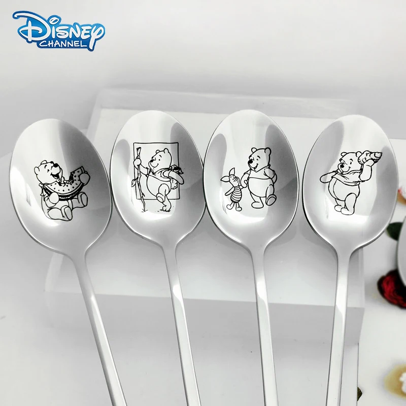 Disney Winnie the Pooh Metal Stainless Steel Spoons Forks Kitchen Accessories Coffe Spoon Fruit Fork Cake Spoon Food Picks Bento