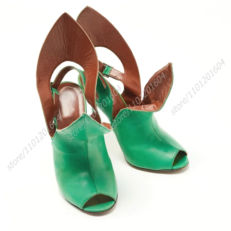 Grüne Blume Lange Lederband Wicklung Design Heels Peep Toe Stiletto Sandalen Frauen Casual Offene Ferse Versuchen Sommer Schuhe Nettes Mädchen