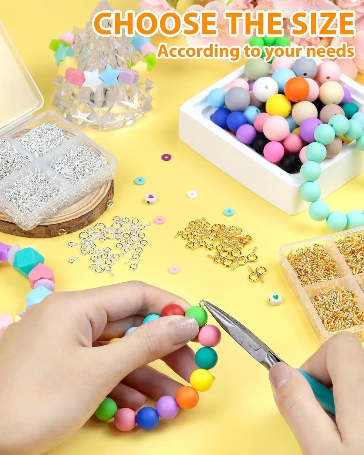 6er-Set Gold & Silber Kleine Schraubösen für Schmuckherstellung & DIY-Bastelarbeiten, Mini-Ösenschrauben für Kunstprojekte & Perlenanhänger – Detail 4