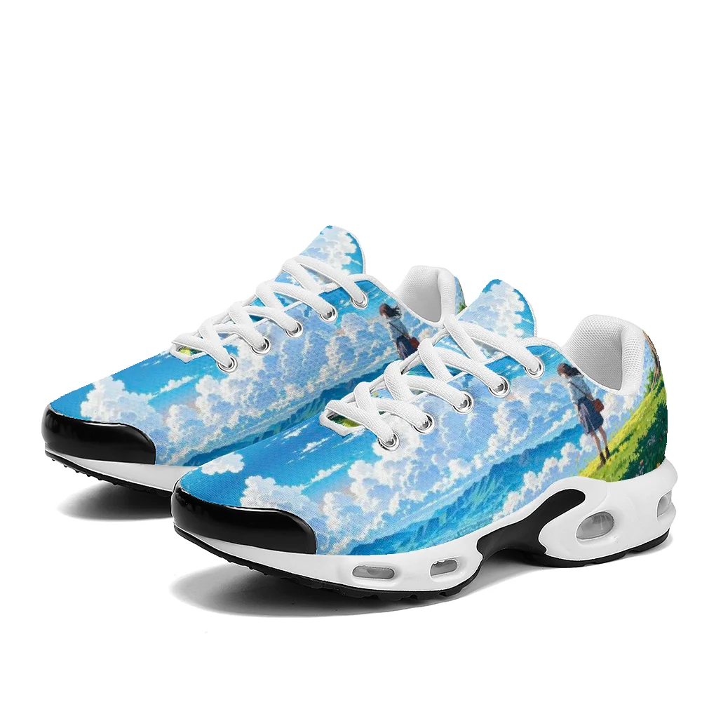 

Cartoon grassland and sea of ​​clouds scenery casual air-cushioned shoes breathable mesh upper athletic sneakers