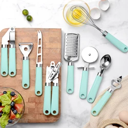 9Pcs Stainless Steel Baking Set Peeler Pizza Cheese Garlic Press Grater Whisk Plastic Handle Kitchen Tool Kitchen Accessories