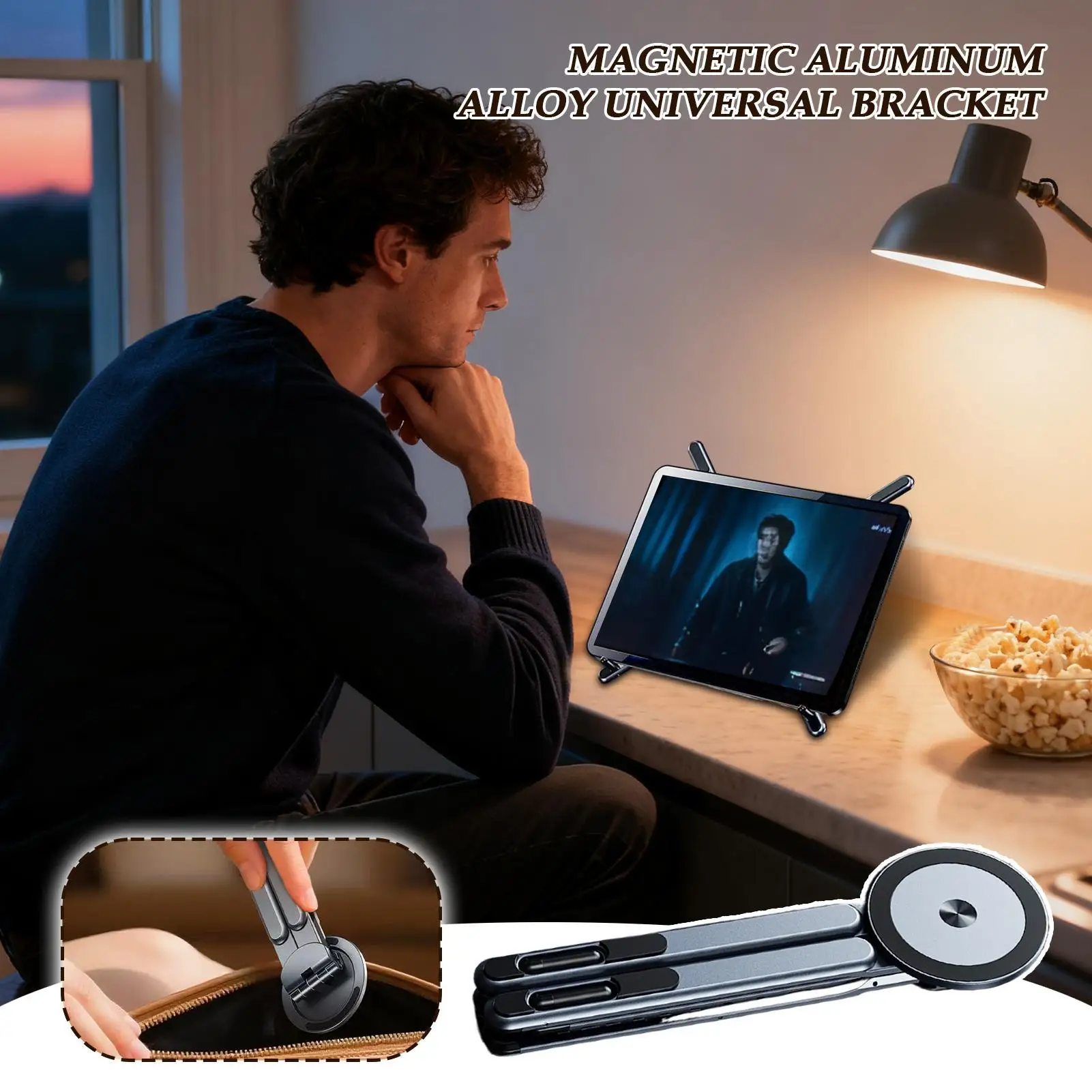 Laptop Stand Adjustable Foldable Magnetic Laptop Tablet Holder Magnetic Phone Tripod Holder For Travel Office Outdoor Indoor