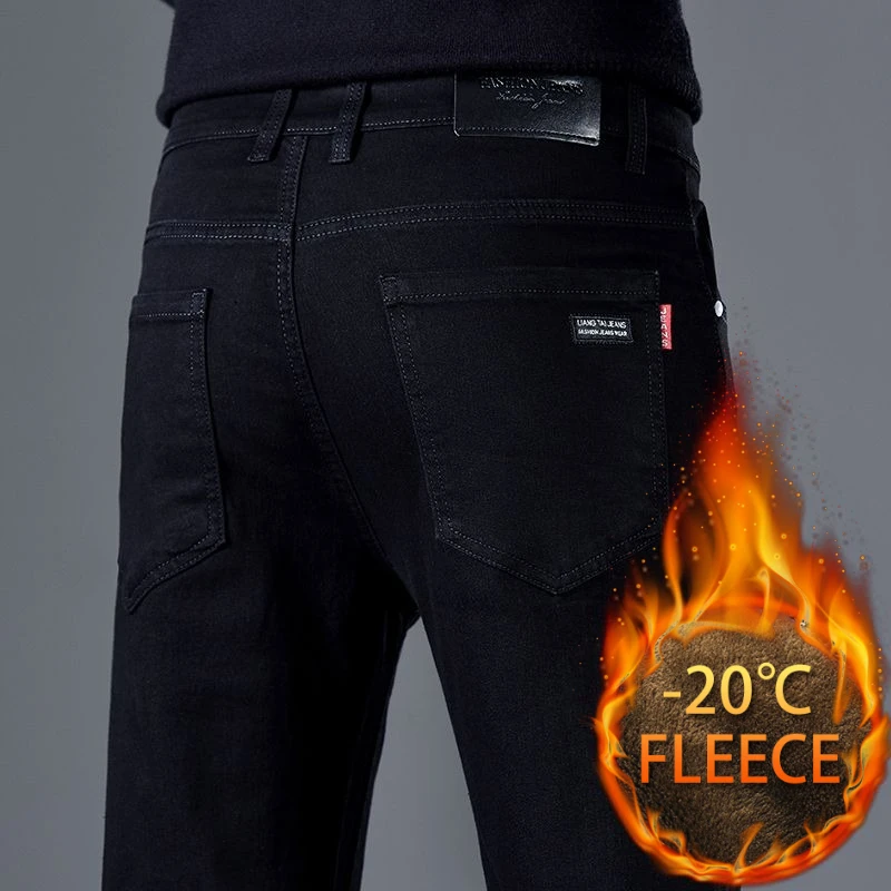 Новые бестселлеры, универсальные, удобные, флисовые модные и модные черные мужские джинсы, мужские джинсы, мужские брюки
