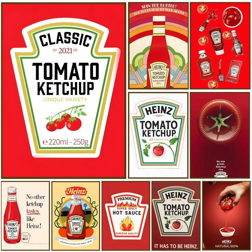 H-Heinz Tomato Ketchup Design Poster Self-adhesive Living Room Bedroom Party Bar Decor Moisture-proof Fade-resistant HD