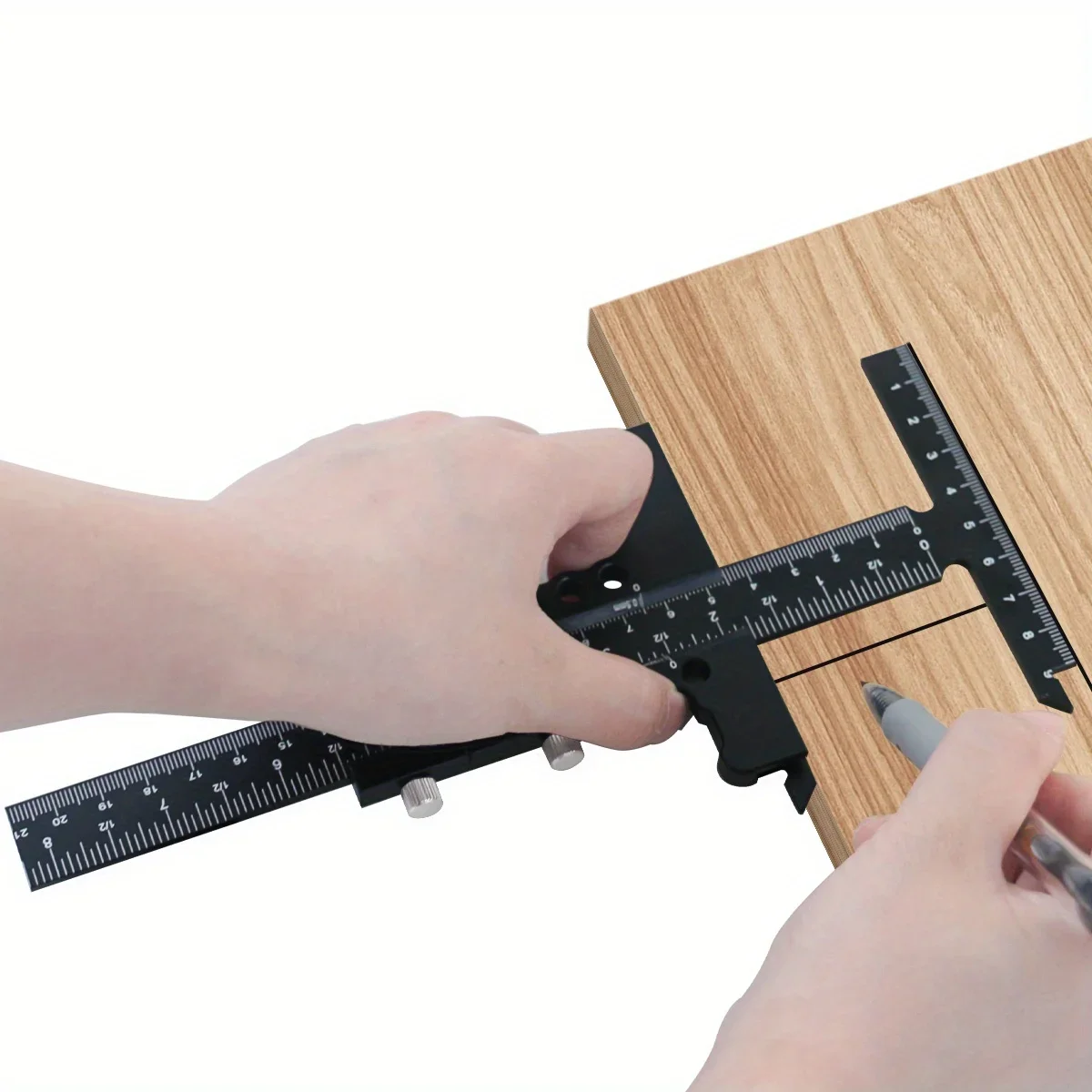 Aluminiumlegierung Holzbearbeitungs-Markierlehre – Verstellbare Gleitmarkierlehre mit T-Winkel, Mess- und Anreißlineal – Detail 9