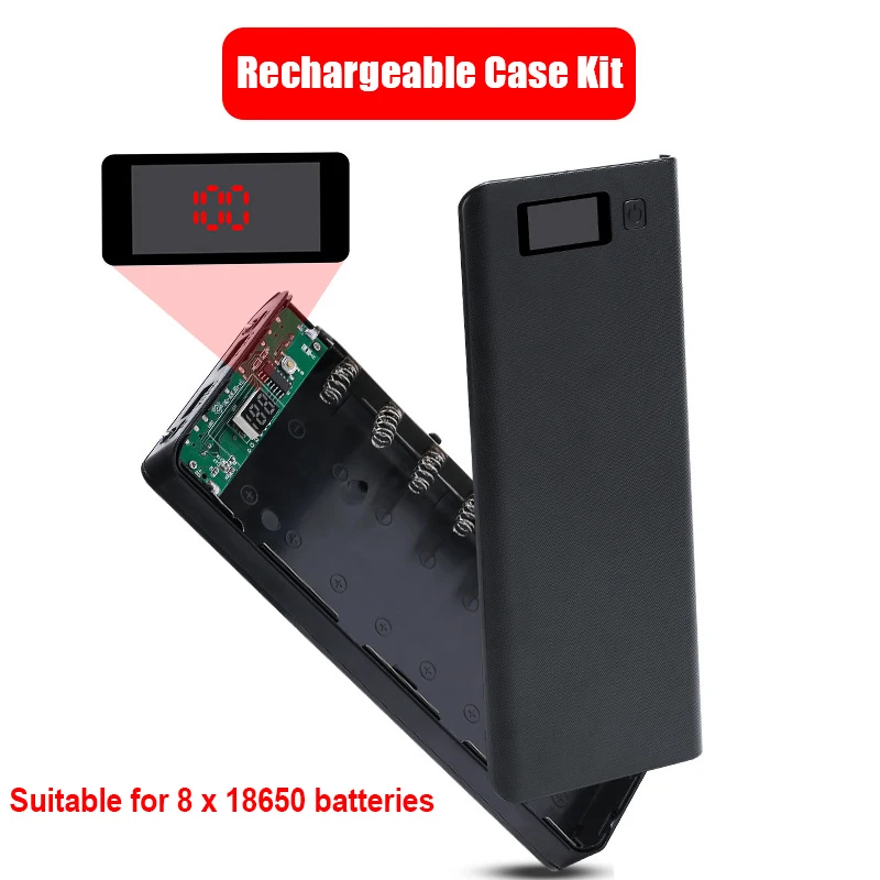 DIY Shell 8*18650 Battery Power Bank Dual USB For Phone Charging 18650 Battery Storage Box Case Without Battery