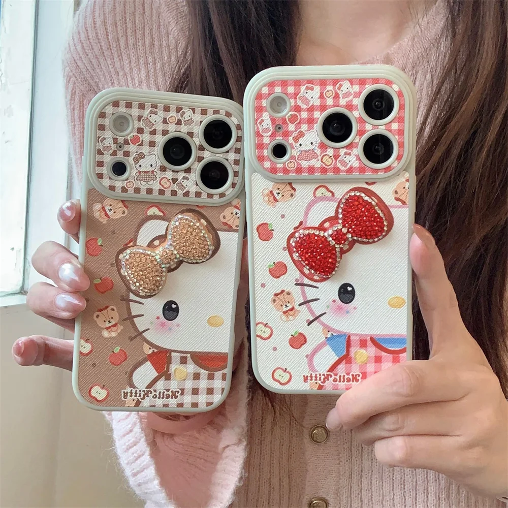 

Роскошный чехол Diamond Bow Kitty Cat для iPhone 17 14 15 Pro 16 Pro Max Fundas Kawaii, модный защитный чехол для Apple 17 Pro 16